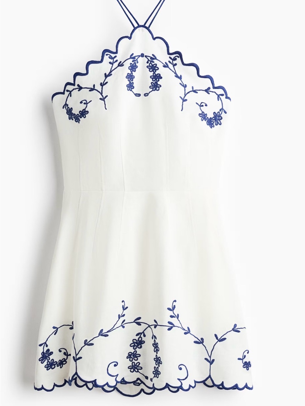 H&M *NWT* EMBROIDERED LINEN-BLEND DRESS